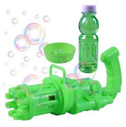 8-Hole Bubble Magic Machine Gun includes 160 ml liquid bottle (Green)