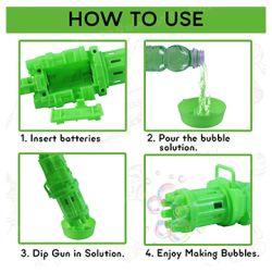 8-Hole Bubble Magic Machine Gun includes 160 ml liquid bottle (Green)