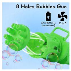 8-Hole Bubble Magic Machine Gun includes 160 ml liquid bottle (Green)