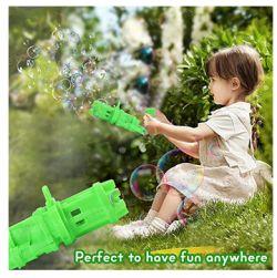 8-Hole Bubble Magic Machine Gun includes 160 ml liquid bottle (Green)