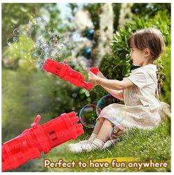 8-Hole Bubble Blaster Machine Gun includes 160 ml liquid bottle (Orange)