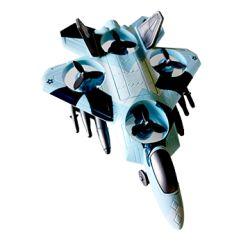 Diecast Military Airplane Aircraft Inertia Powered Fighter Jet With Rotating Fan (Blue))