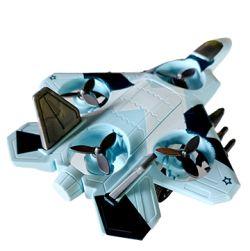 Diecast Military Airplane Aircraft Inertia Powered Fighter Jet With Rotating Fan (Blue))