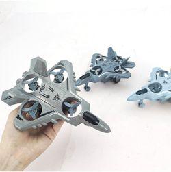 Diecast Military Airplane Aircraft Inertia Powered Fighter Jet With Rotating Fan (Grey)