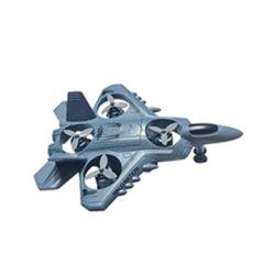 Diecast Military Airplane Aircraft Inertia Powered Fighter Jet With Rotating Fan (Grey)