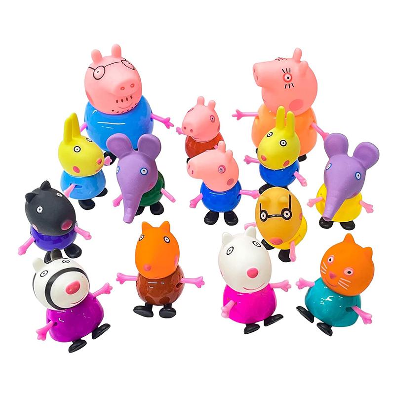 Pig Family & Friends – Peppa, George, Mummy, Daddy - Toy Set Action Figure - 14 pcs set