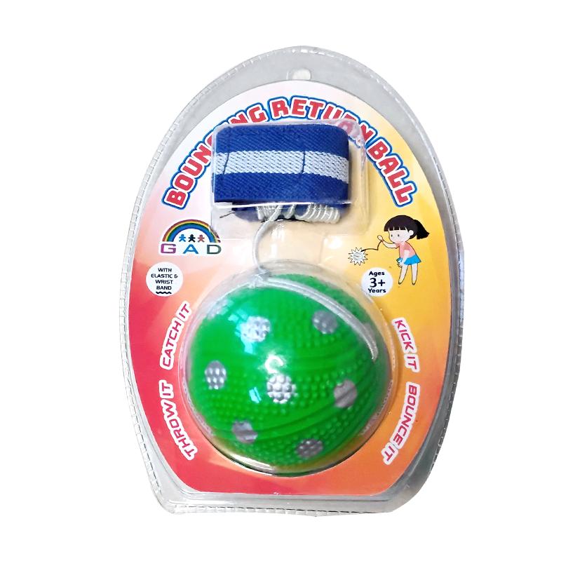 Green with silver dots bouncing returning ball