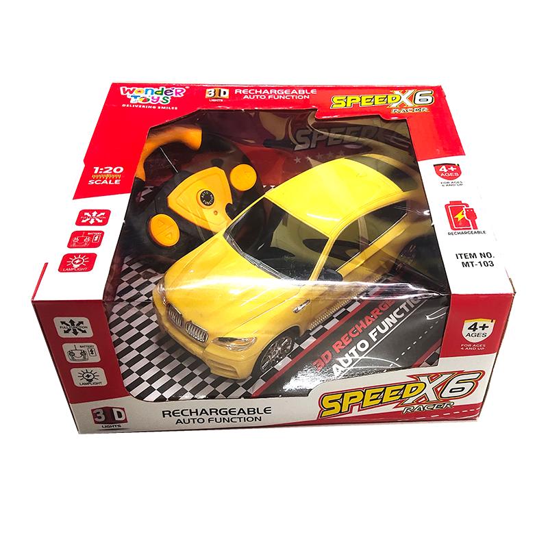 Speed X6 Racer Remote control car 3D rechargeable auto function car (Yellow)