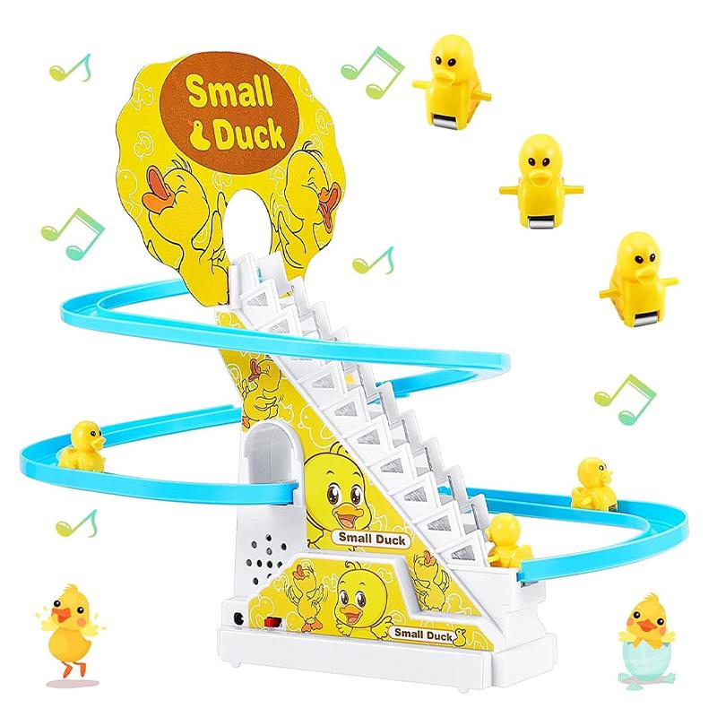 Duck Slide Toy Set Stair Ducklings Cartoon Race Track Set (Yellow)