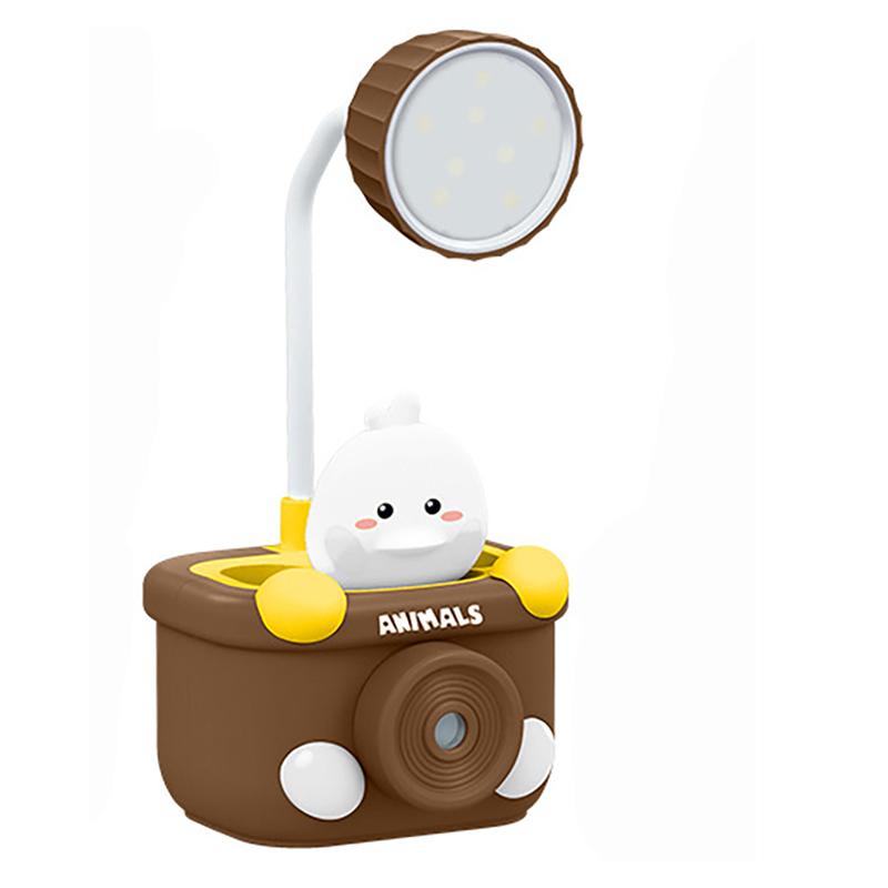 D Cat LED Lamp Rechargeable with Pen Holder and Sharpener (Duck) Table Lamp Study Lamp (Brown)