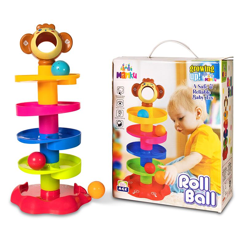 Ilearnngrow Monkey Ball Drop Toy for Babies and Toddlers | New 5 Layer Tower Run with Swirling Ramps and 3 Puzzle Rattle Balls | Best Educational Development Toy Set for Kids.