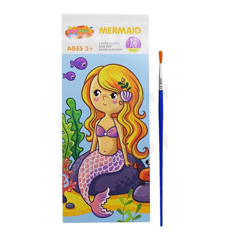 Mermaid Water Painting Book With Watercolor Inside