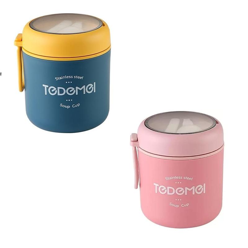 Tedemei stainless steel soup cup (blue, pink)(pack of 2)