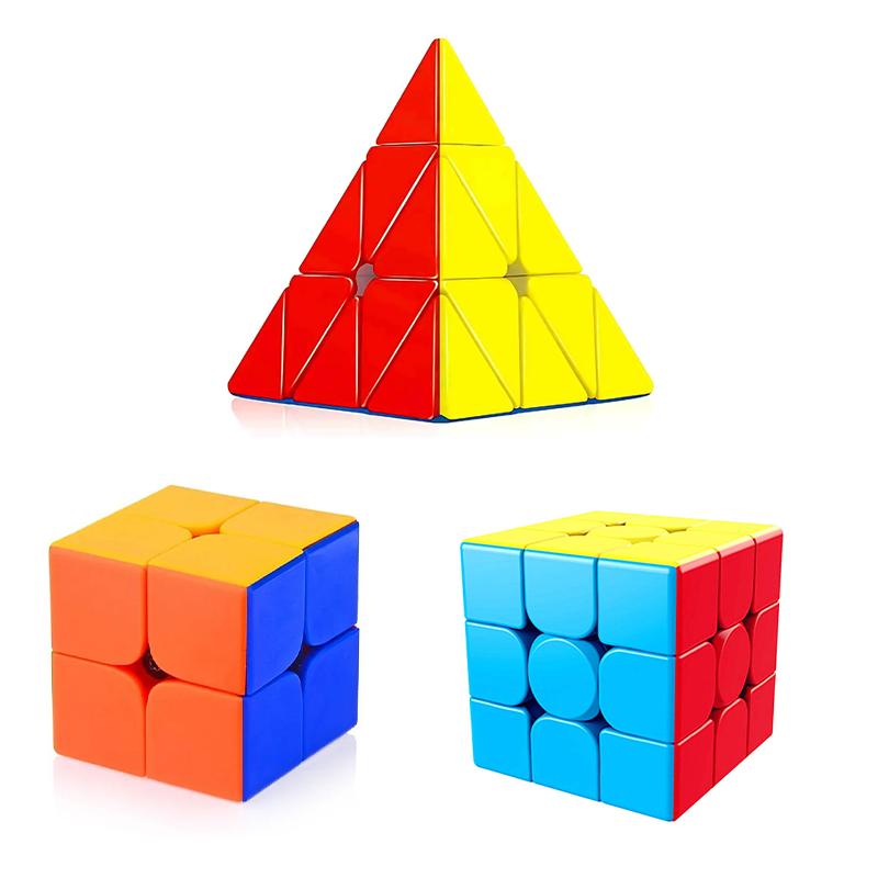 Combo of 3 Pieces 2x2 Cube , 3x3 Cube and Triangle3x3 High Speed Stickerles Puzzle Cube Combo of 3 set