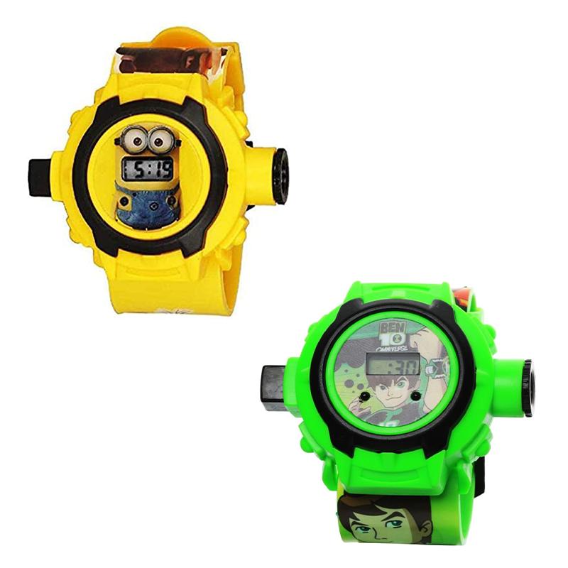 Green And Yellow Projector Watch Combo (Pack Of 2)