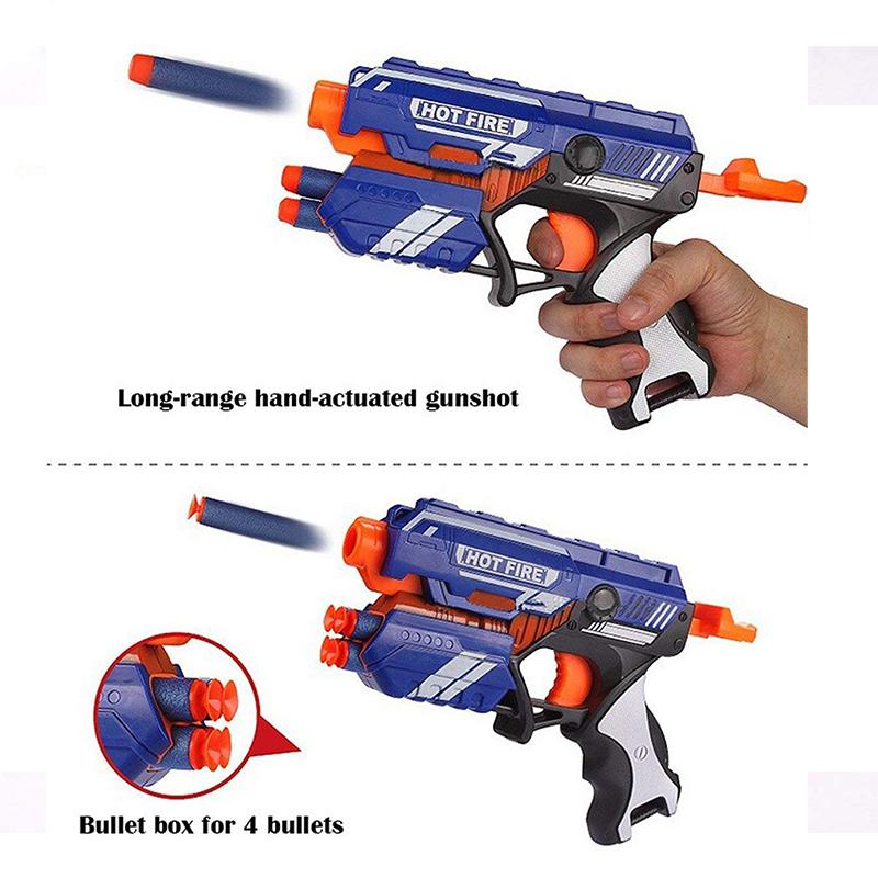Combo Set of 2 Blaster Gun Toy, Safe and Long Range Shooting Gun, (10 Foam Bullets and 10 Suction Dart Bullets) Multicolor