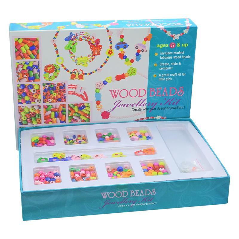 Ekta Wood Beads Jewellery Kit for Senior | Art & Craft Kit for Kids | DIY Creative Activity Set | Art & Craft