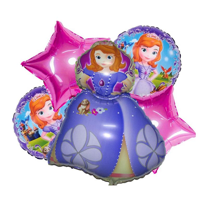 Princess Sofia theme 5 pc Foil Balloon Set