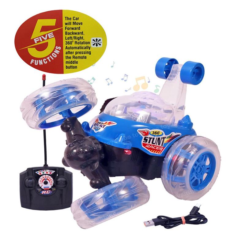 Remote Control Stunt Car (Light & Sound) (Blue)
