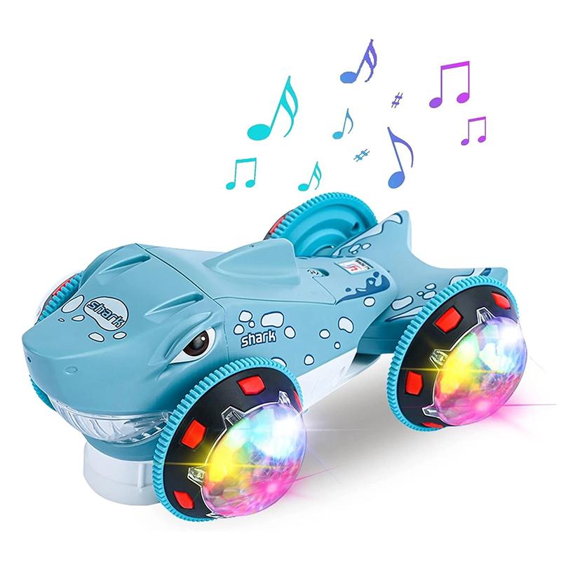 Electric Ox Demon Shark Toy Car Music Light Rotation
