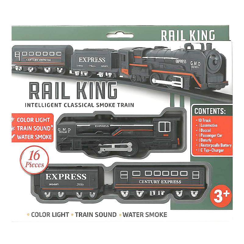 Rail King Smoke Train 16 Pcs Battery Operated Train Track Set
