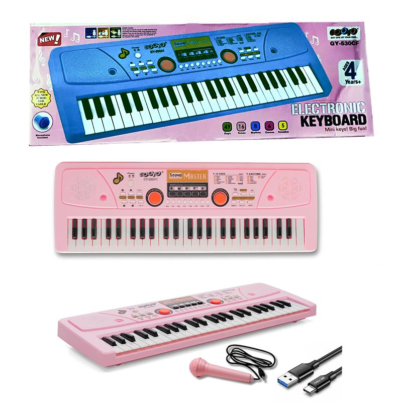 Electronic Keyboard 49 Keys Pink (Gooyo)