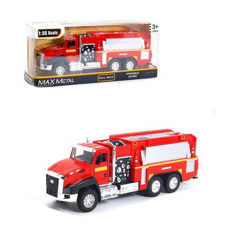 Max Metal Die Cast 1.50 Scale Pull Back Metal Alloy fire brigade