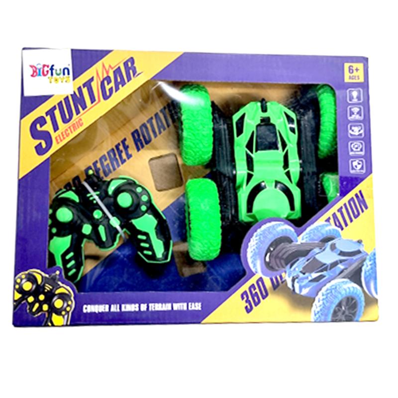 BigFun Toys Stunt Double-Sided Fast & Flips 360� Rotating Remote Control Car (Green) | Remote Control Toy for Kids | RC Rechargeable Battery Operated Toy | RC Toys