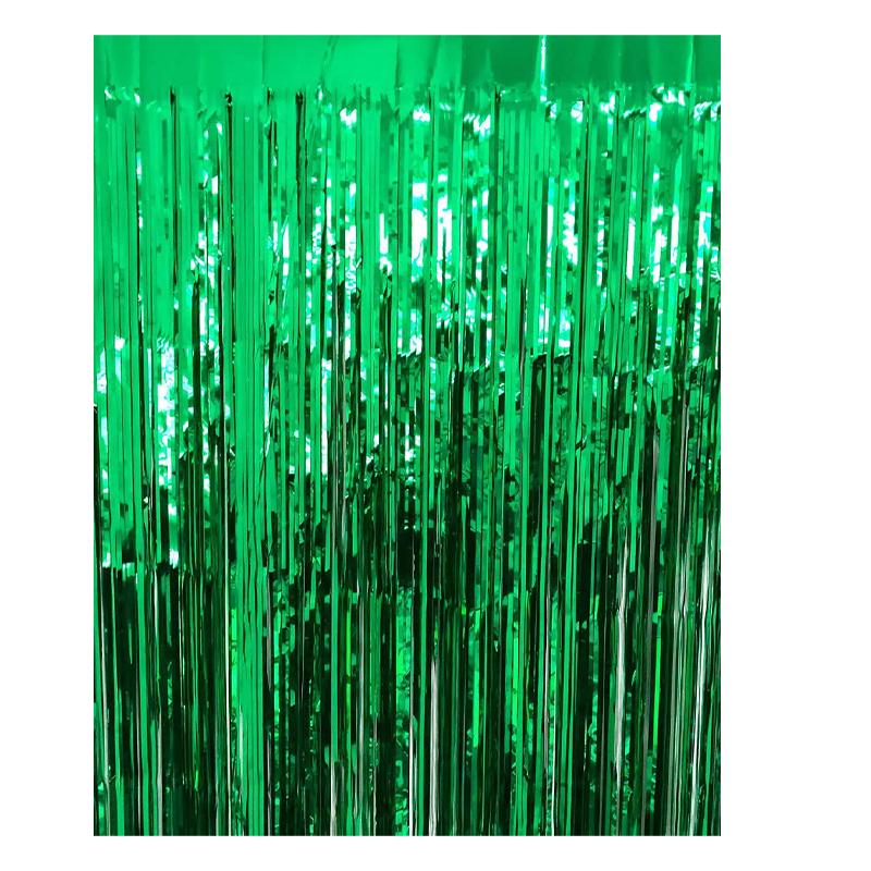 Foil Fringe Curtain Green | Party Curtain Decoration | Foil Shimmer Party Backdrop Curtain | Party Curtains
