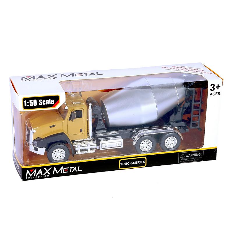 Max Metal Die Cast 1:50 Scale Pull Back Metal Alloy Mixer Truck Toy