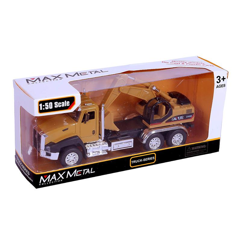 Max Metal Die Cast 1:50 Scale Pull Back Metal Alloy Excavator Machine Truck Toy