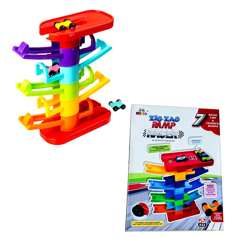 Manku Zig-zag ramp Car racer Track | Toy Car for Kids | Pull Back Diecast Race Car Toy | Toy Cars