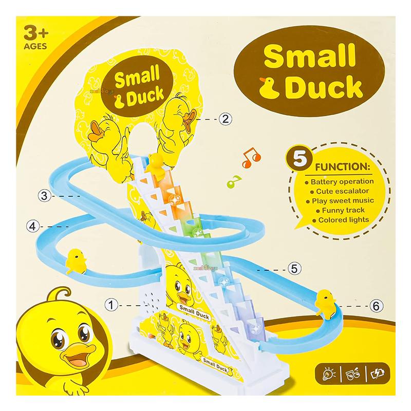 Duck Slide Toy Set Stair Ducklings Cartoon Race Track Set Yellow with Music & Lights