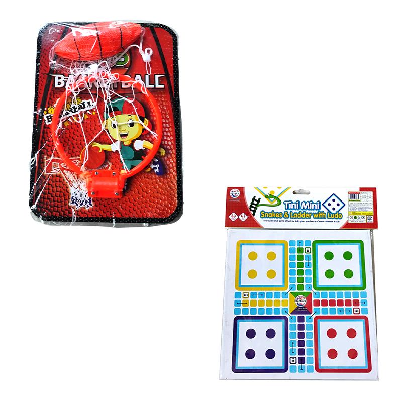 Basketball Set with Hanging Board, Ring Net, Ball and Snakes & ladder with ludo Combo