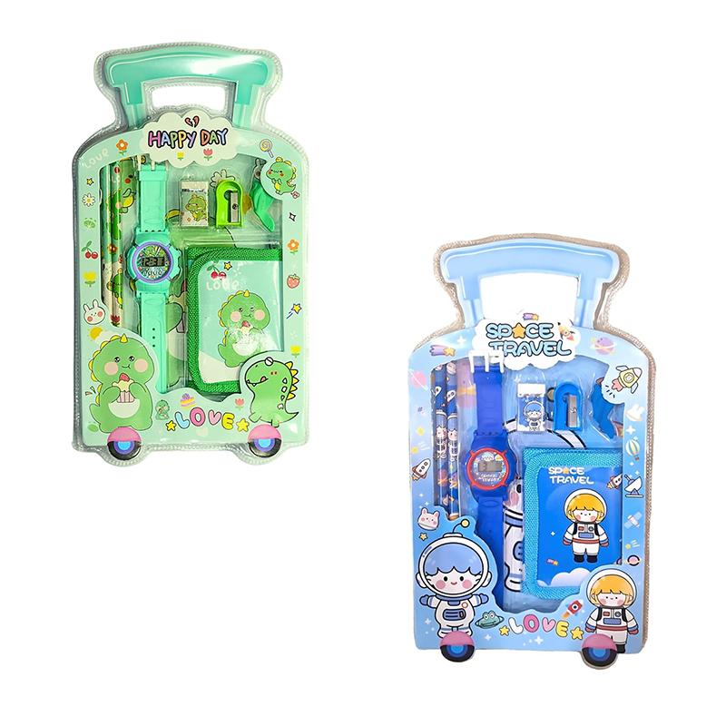 Space travel & Happy day Watch Pencil Set (Blue & Green)