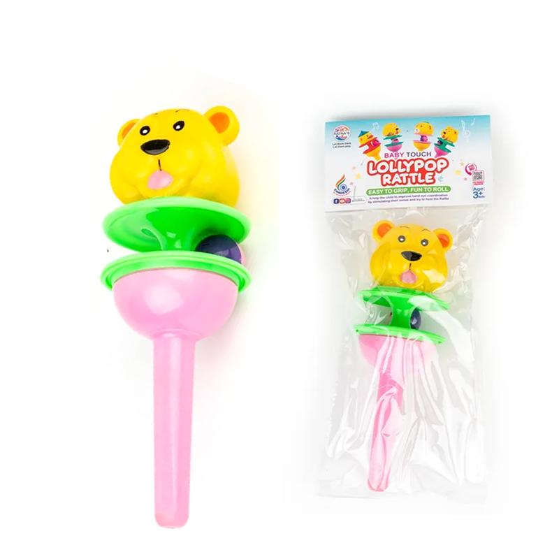 Cute dog Lolly Pop Rattle(Pink yellow)