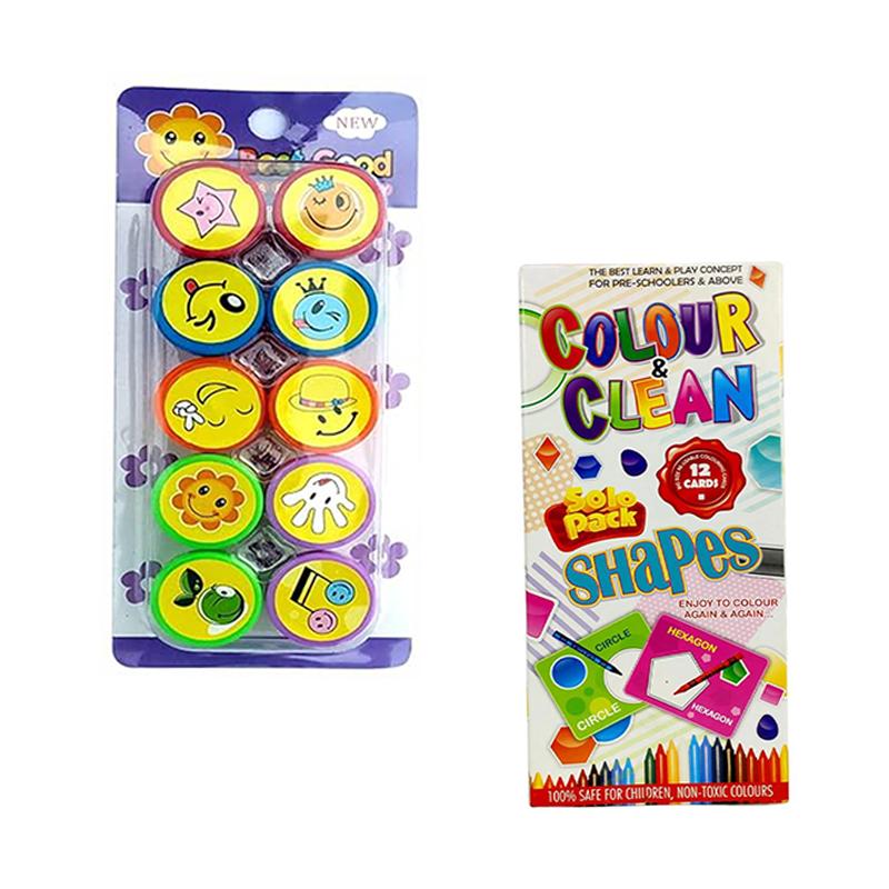 Combo Colour & Clean Shape Cards and Smiley Emoji Stamps (Pack of 2 )