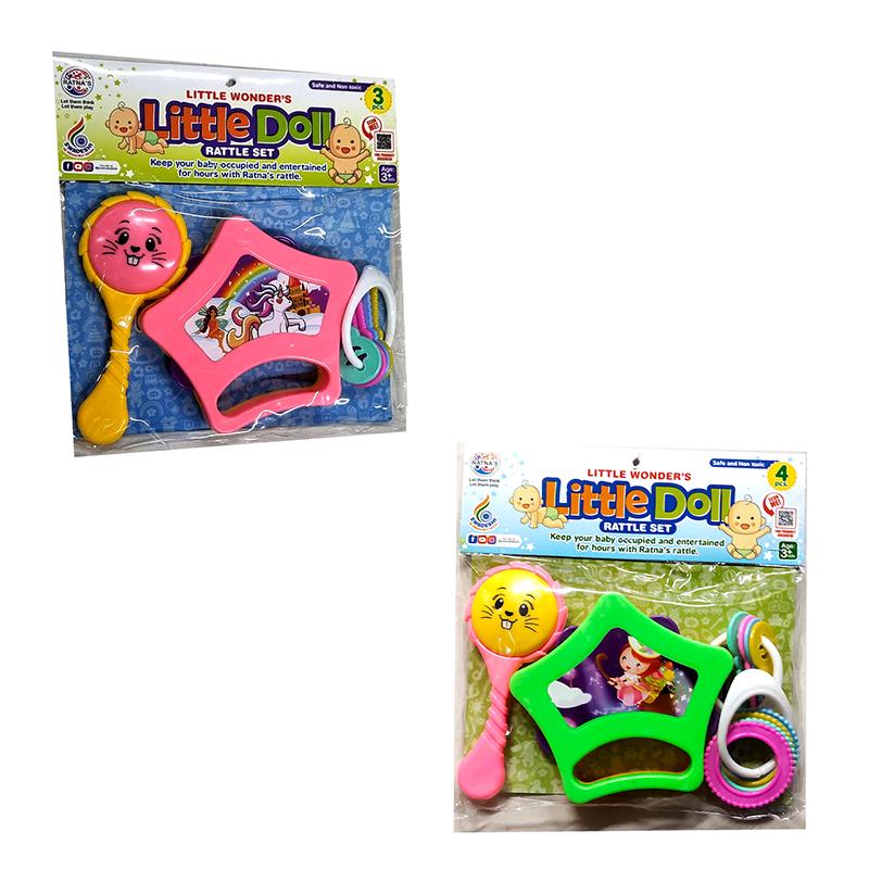 Combo Little doll rattle set of 4 pcs and Little doll rattle set 3pcs pack of 2