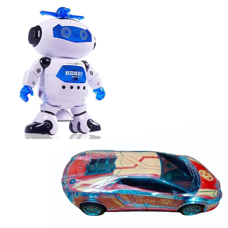 Combo of Dancing robot and Avenger Lights & Music Car pack of 2