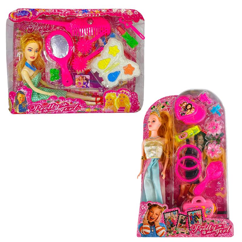 Combo Pretty Girl Doll With Beauty Kit and Pretty Girl Doll Set Pack of 2