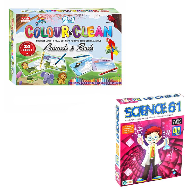 Science 61 Educational Kit and 2 in 1 Colour & Clean Set Combo