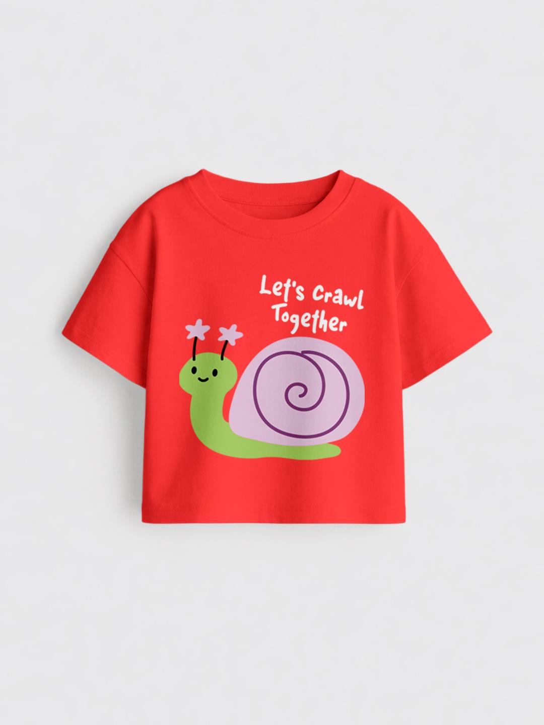 Girls LetsCrawlTogether Red Tshirt