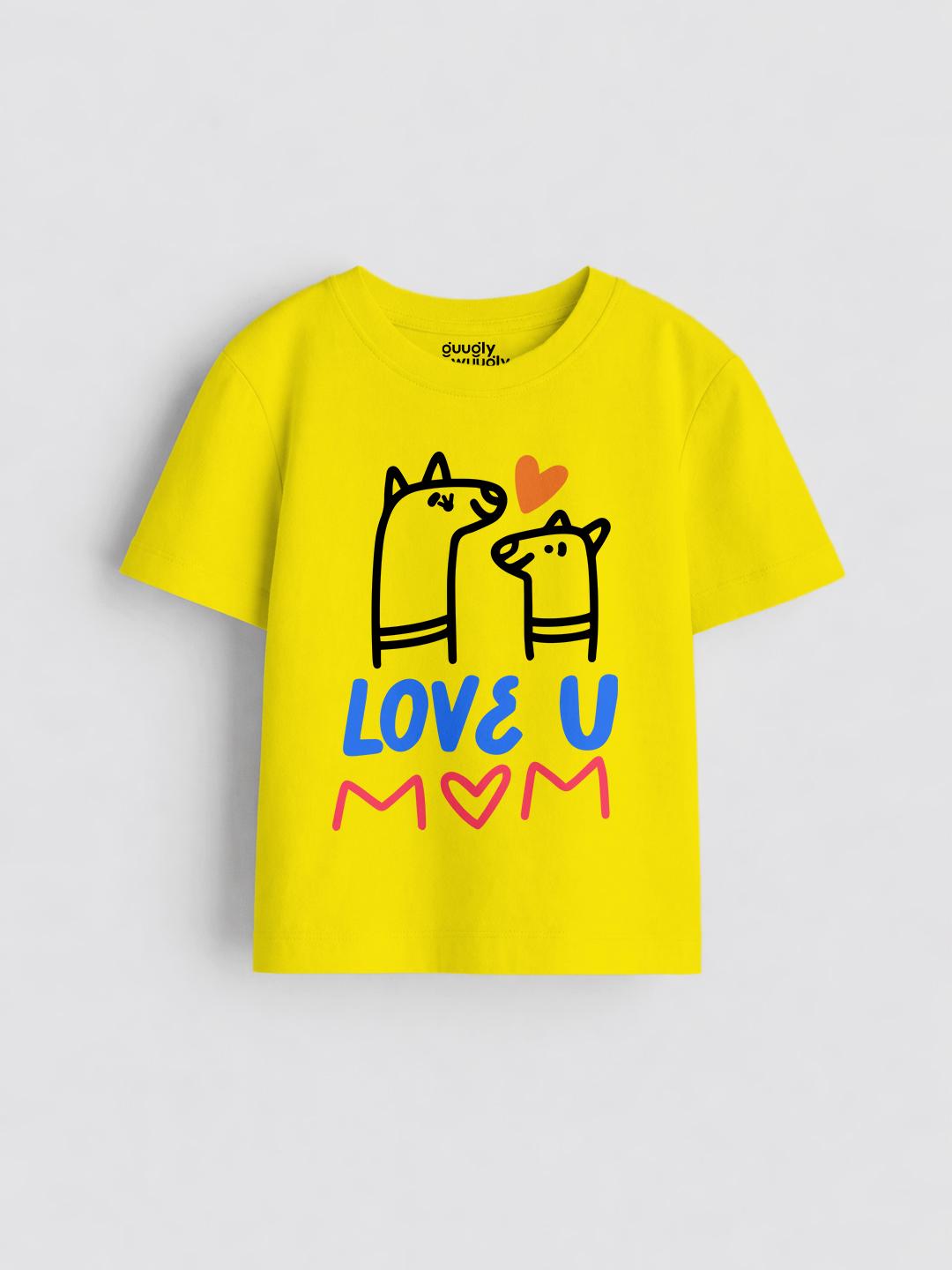 Unisex Love U Mom Bright Yellow Tshirt