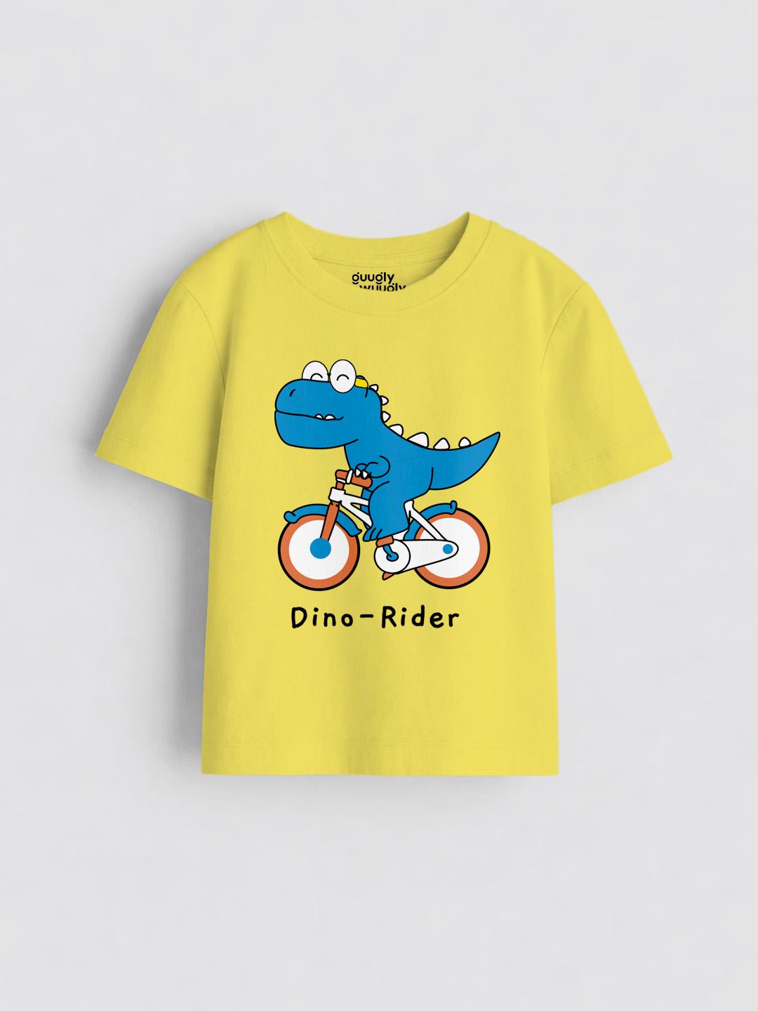Boys Dino Rider Lemon Yellow Tshirt