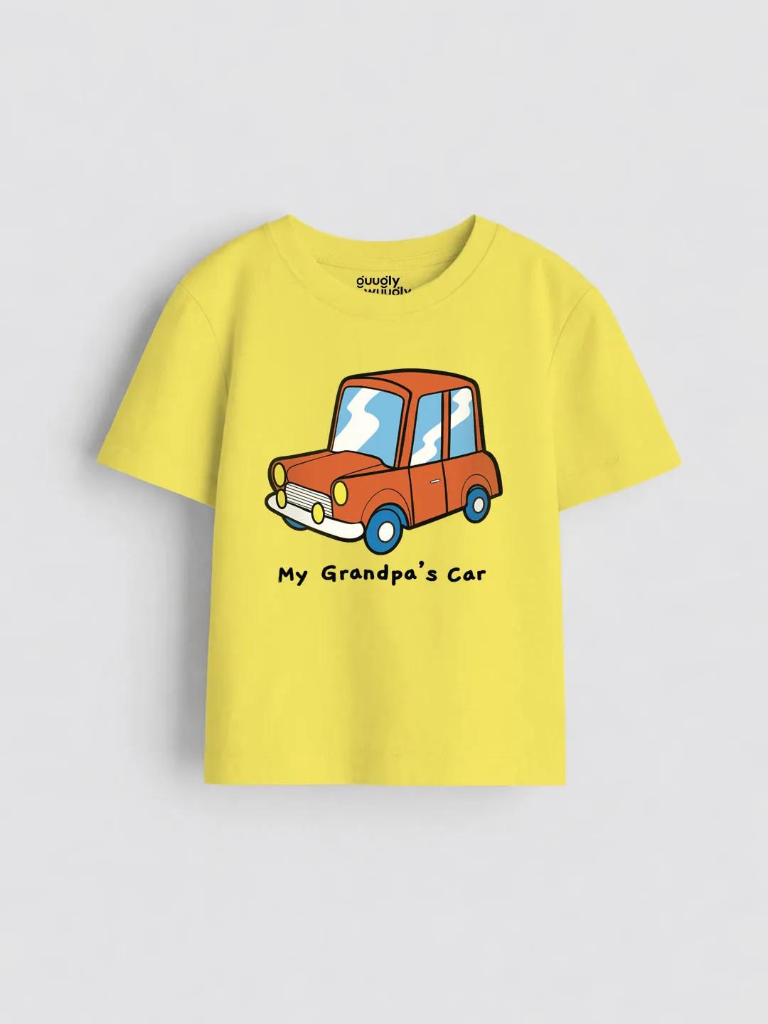 Boys Grandpa Car Lemon Yellow Tshirt