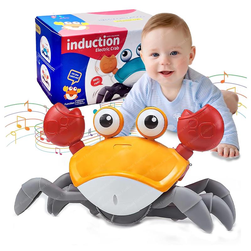 Crawling Crab Baby Toys Toy Gifts with Learning Crawl Musical toys (Yellow)