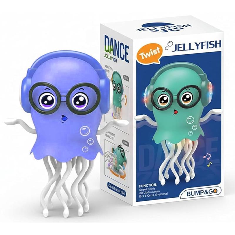 Bump & Go Jellyfish (Turquoise) - Blue | Musical Toy for Kids | Battery Operated Sound & Light Toy | Musical Toys