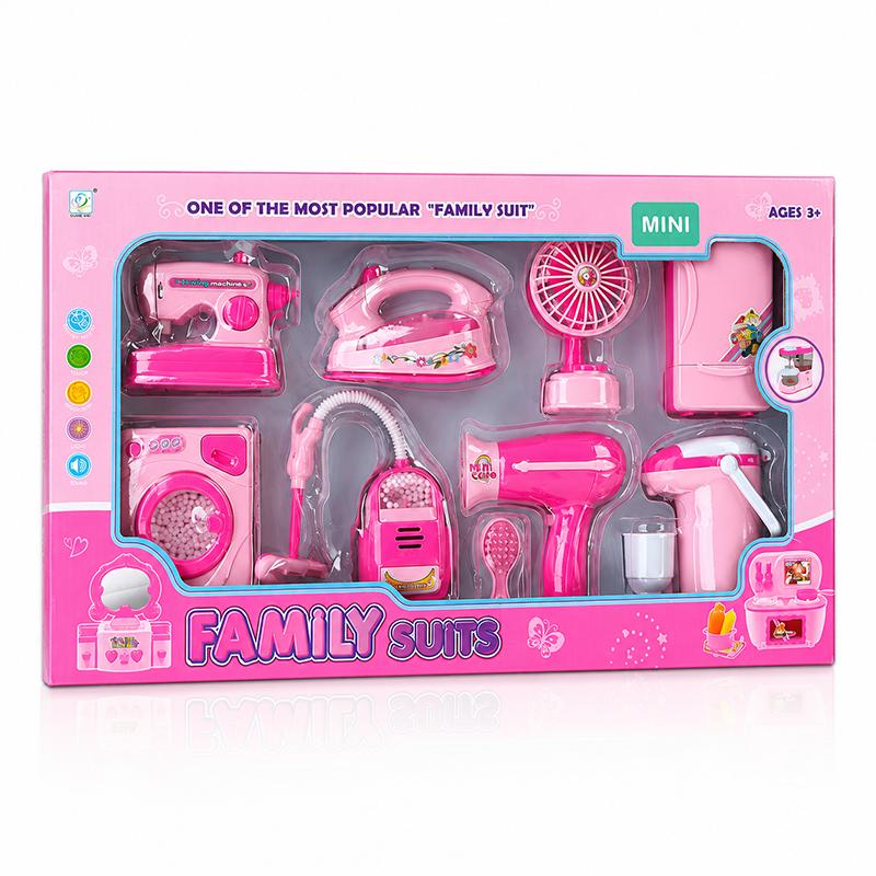 Zhenmei 8Pcs Battery Operated Pretend Play Household Appliances - Pink | Role Play Toy Set for Kids | Pretend Play Kitchen Doctor Kit | Role Play