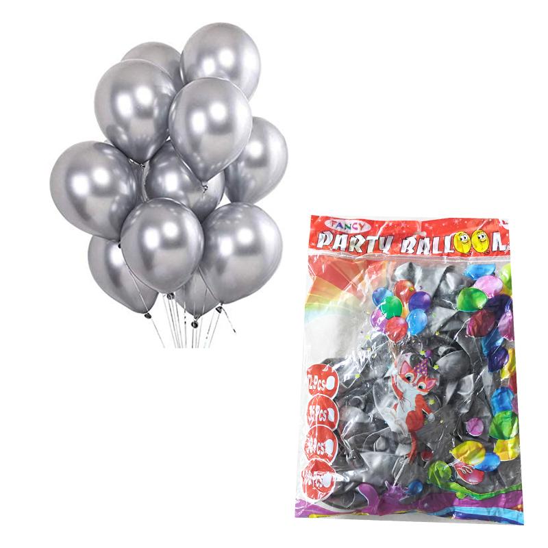 Fancy Latex silver Balloons | Party Balloon Set | Birthday Decoration Balloon Pack | Party Balloons