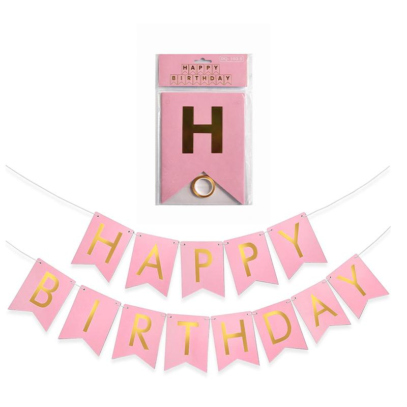 Light Pink Happy Birthday Banner | Party Banner Decoration | Birthday Theme Banner Bunting | Party Banners